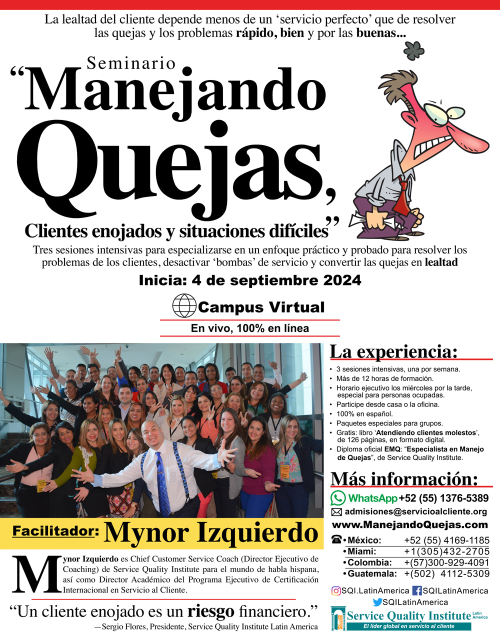 Seminario "Manejando QUEJAS, clientes ENOJADOS y situaciones DIFÍCILES"